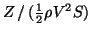 $\displaystyle Z\,/\,(\textstyle{\frac{1}2}\rho V^2S)$